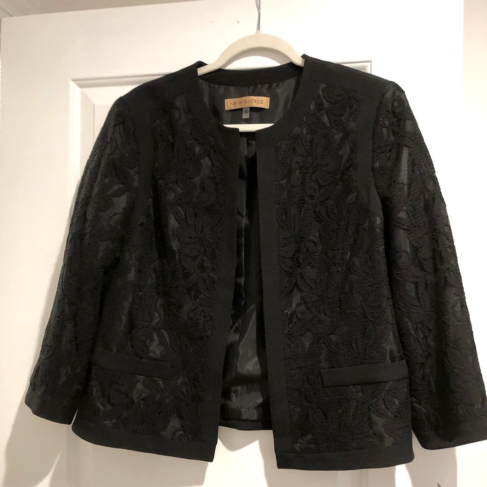 *NWT* Nipon Boutique Beautiful Black Lace jacket with 3/4 sleeve